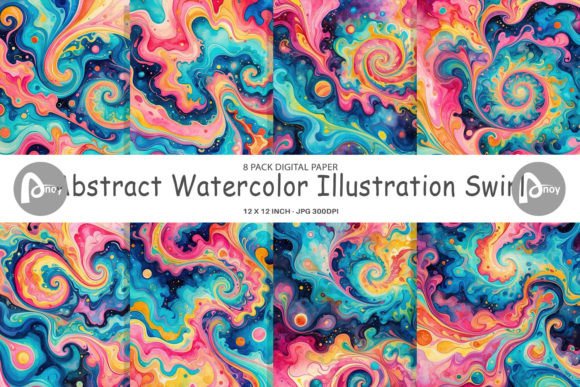 Abstract Watercolor Swirl Illustrations for Branding