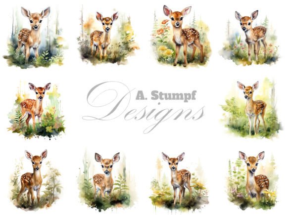 Deer Baby Fawn Watercolor Clipart Set: Illustrations for Branding