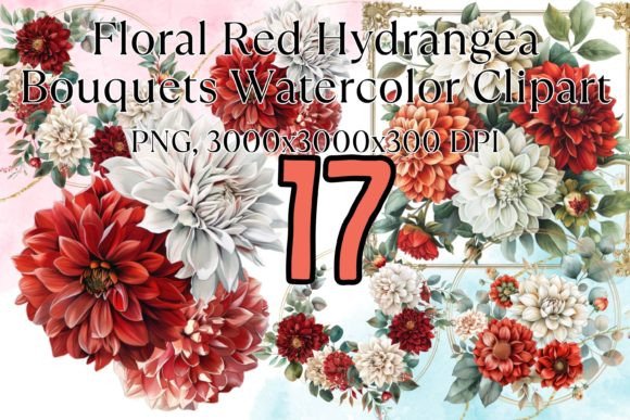 Floral Red Frame Watercolor Illustrations for Sellers