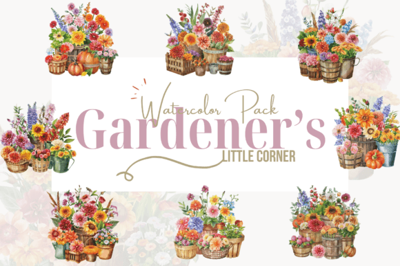 Gardener s Corner Watercolor Clipart for Local Branding