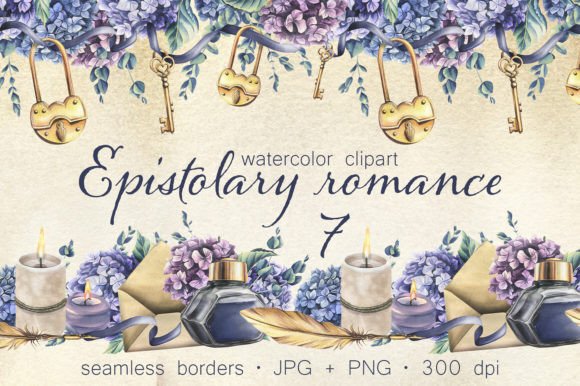 Vintage Writing Watercolor Borders for Illustrations