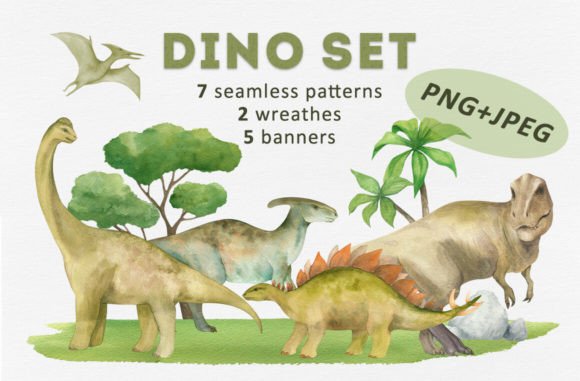 Watercolor Dino Set: A Designer’s Stitch Test