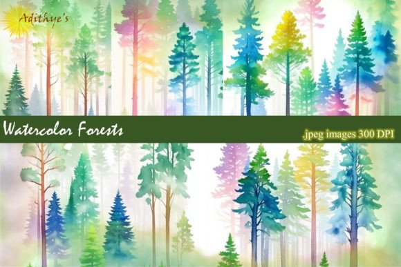 Watercolor Forests Illustrations for Local Branding