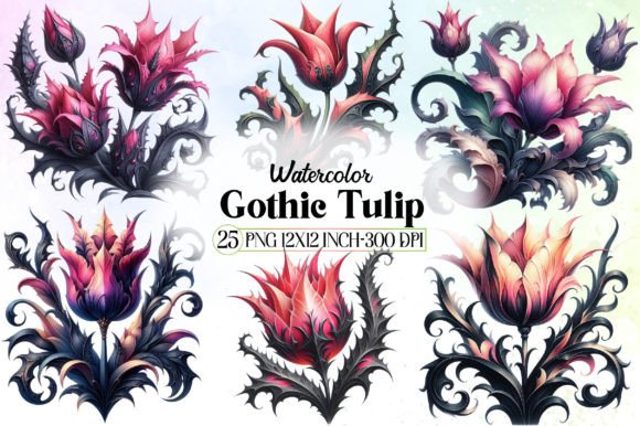 Watercolor Gothic Tulip Clipart: Illustrations Review