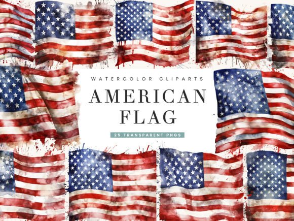 Watercolor Grunge American Flag Illustrations Review