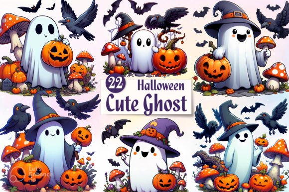 Watercolor Halloween Cute Ghost Illustrations Review