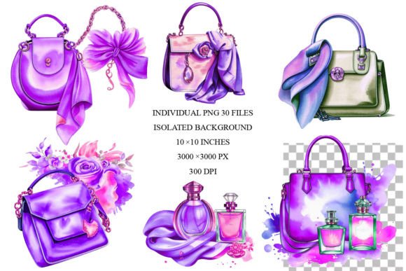 Watercolor Handbags Clipart Illustrations for Web