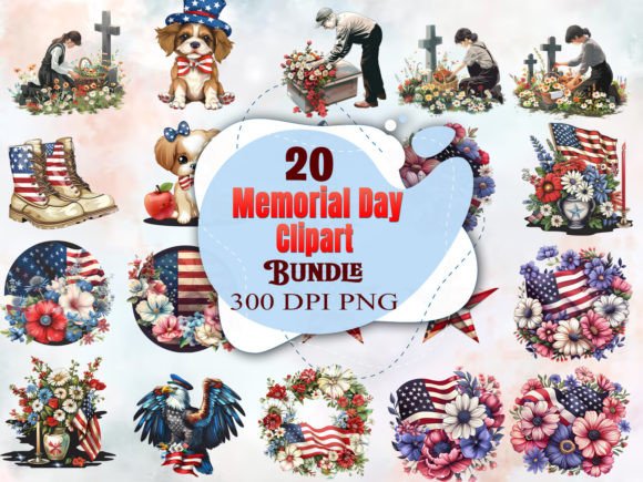 Watercolor Memorial Day Clipart Bundle: Illustrations Review