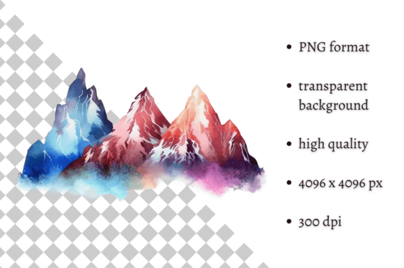 Watercolor Mountain Abstraction Clipart Illustrations