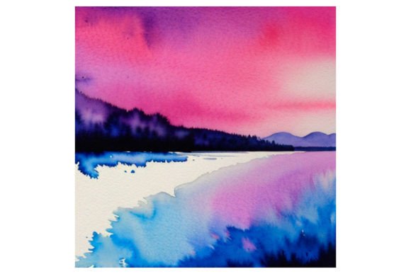 Watercolor Painting Mountain Landscape Illustrations