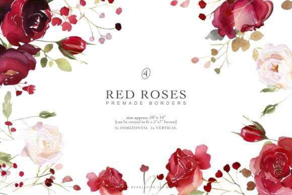 Watercolor Red Roses Premade Frames Illustrations Review