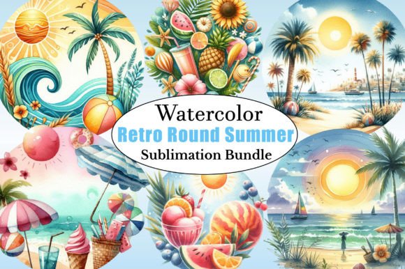 Watercolor Retro Round Summer Illustrations Review