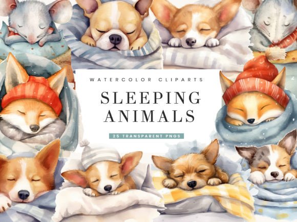 Watercolor Whimsical Sleeping Animals Illustrations Review