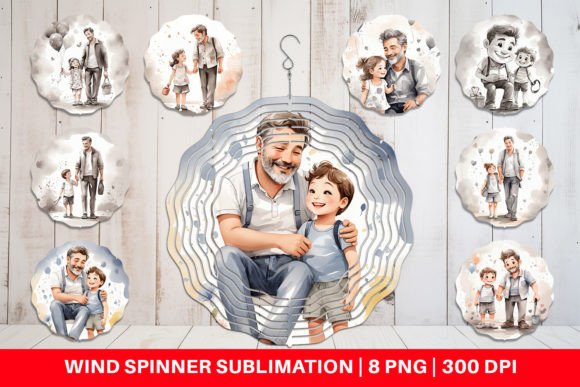 Wind Spinner Father's Day Watercolor Illustrations